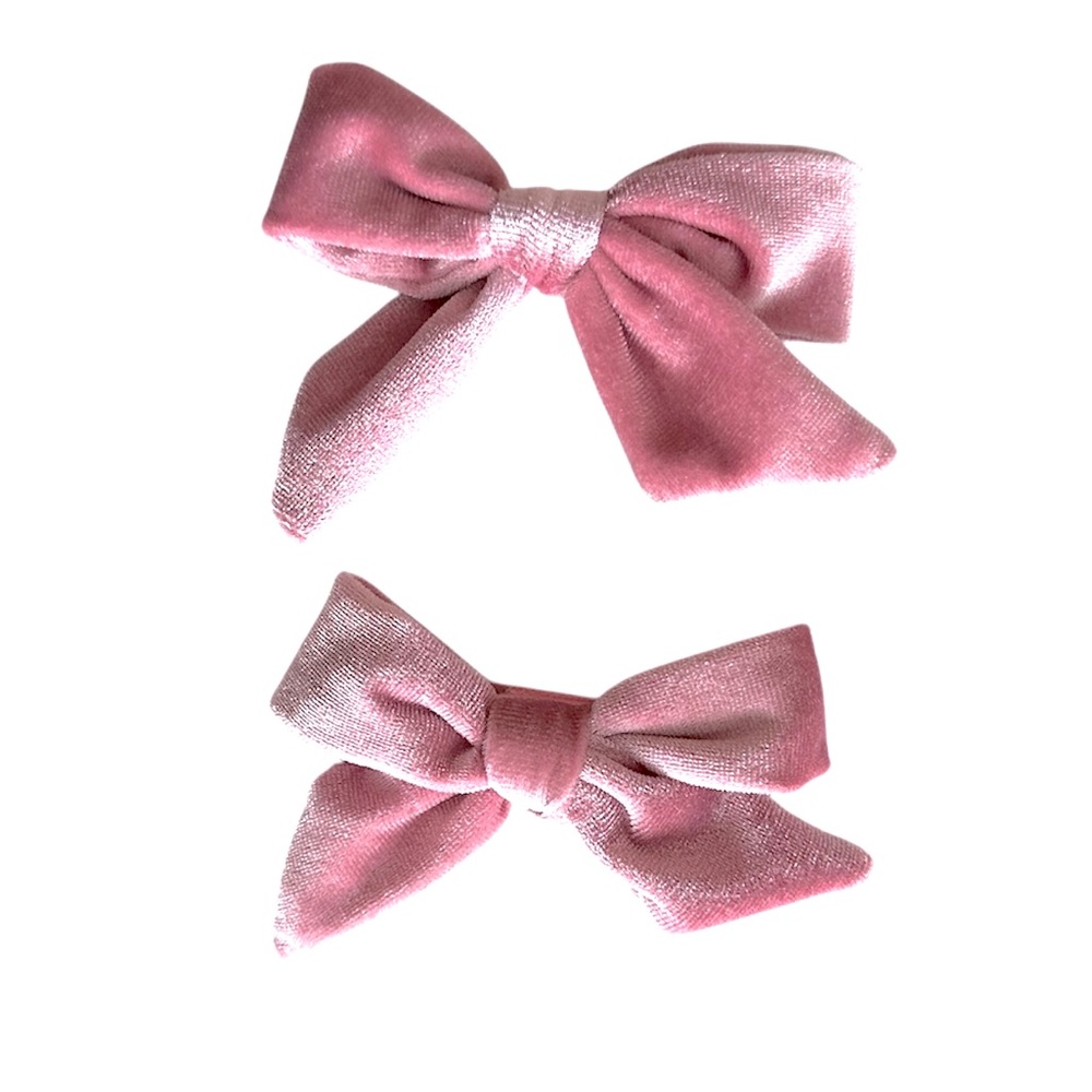 Dusty Pink Velvet Bows Hair Clips Set of 2 NEW